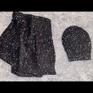 Cute Black Scarf and Hat Set